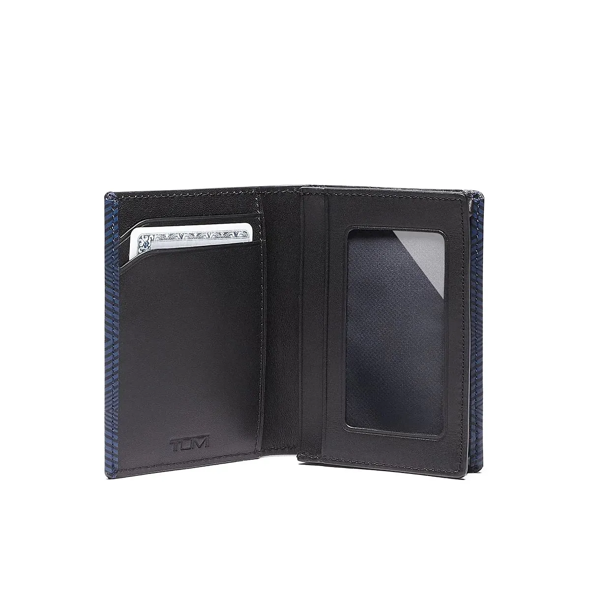 Gusseted Card Case Navy Hbone
