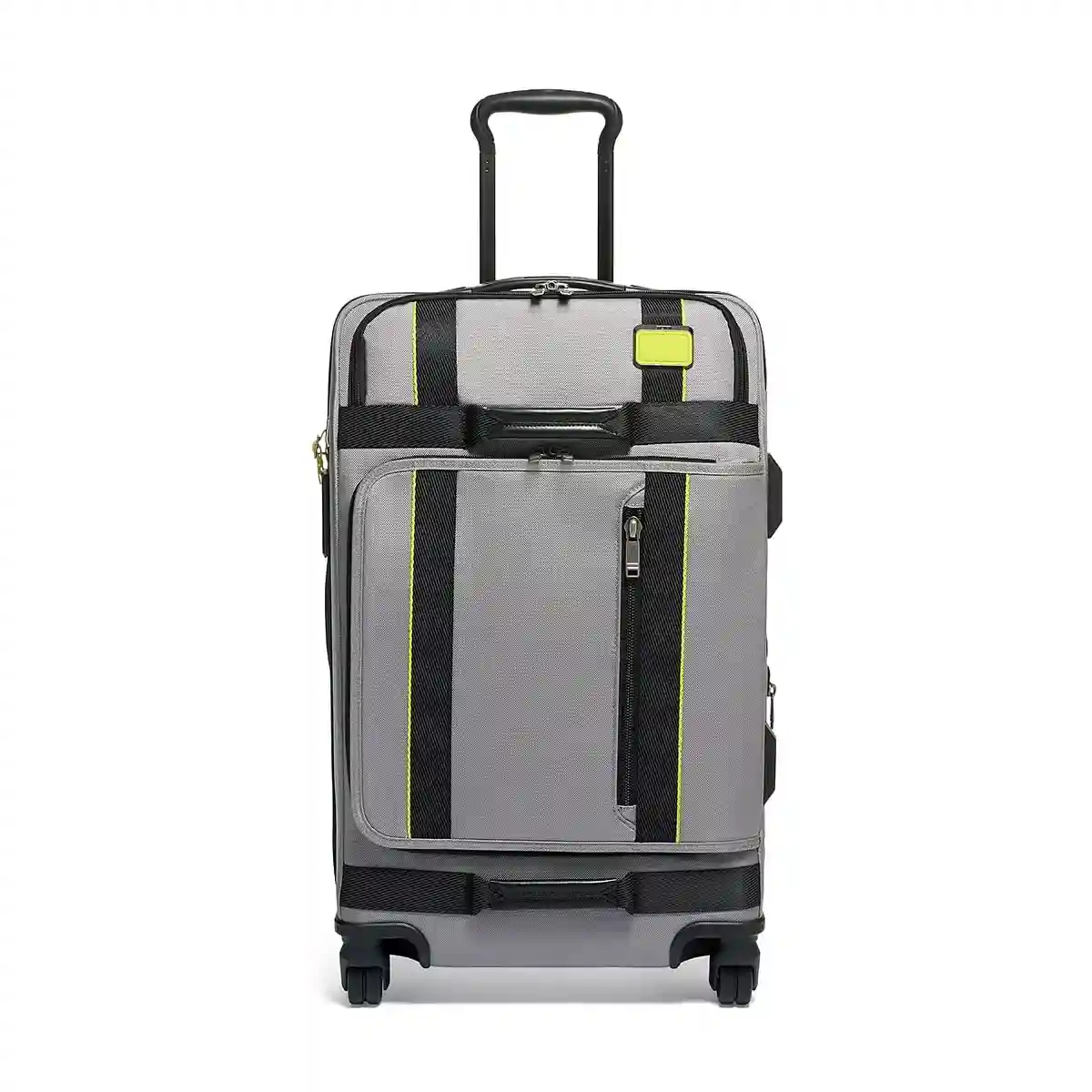 Short Trip Expandable 4 Wheeled Packing Case Checked Luggage Grey/Bright Lime
