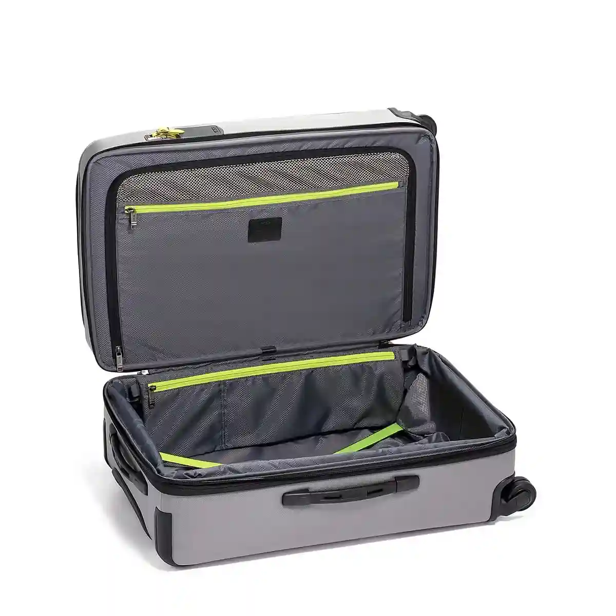 Short Trip Expandable 4 Wheeled Packing Case Checked Luggage Grey/Bright Lime