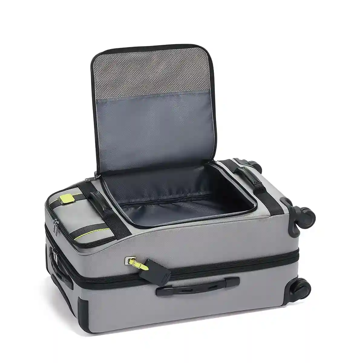 Short Trip Expandable 4 Wheeled Packing Case Checked Luggage Grey/Bright Lime