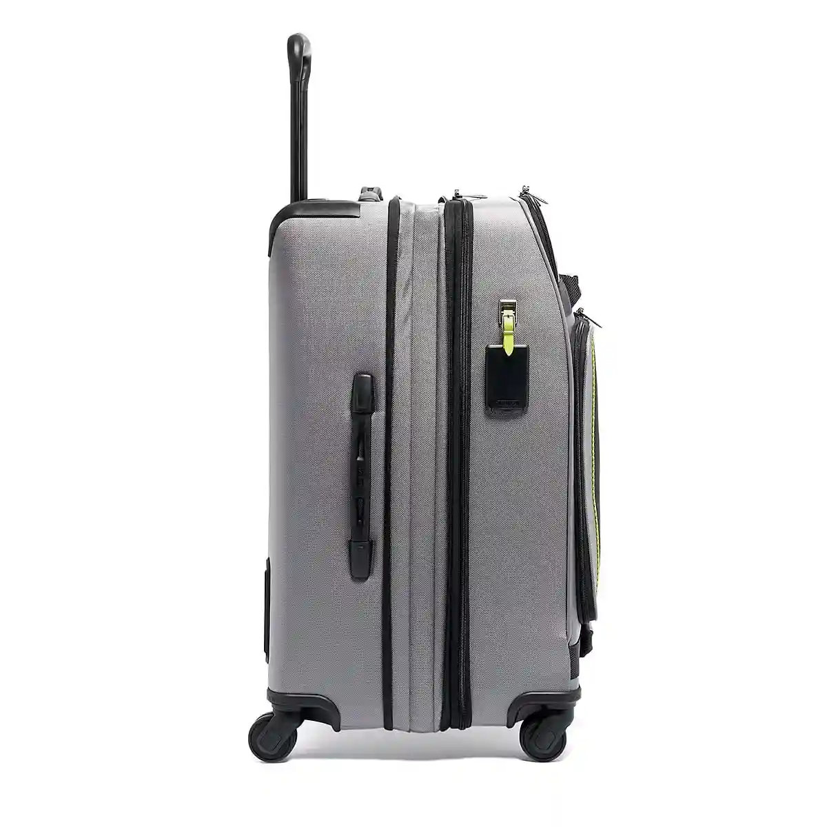Short Trip Expandable 4 Wheeled Packing Case Checked Luggage Grey/Bright Lime