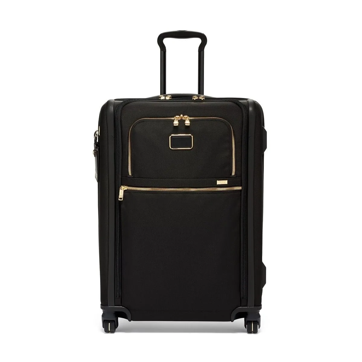 Short Trip Expandable 4 Wheeled Packing Case Checked Luggage Black/Gold