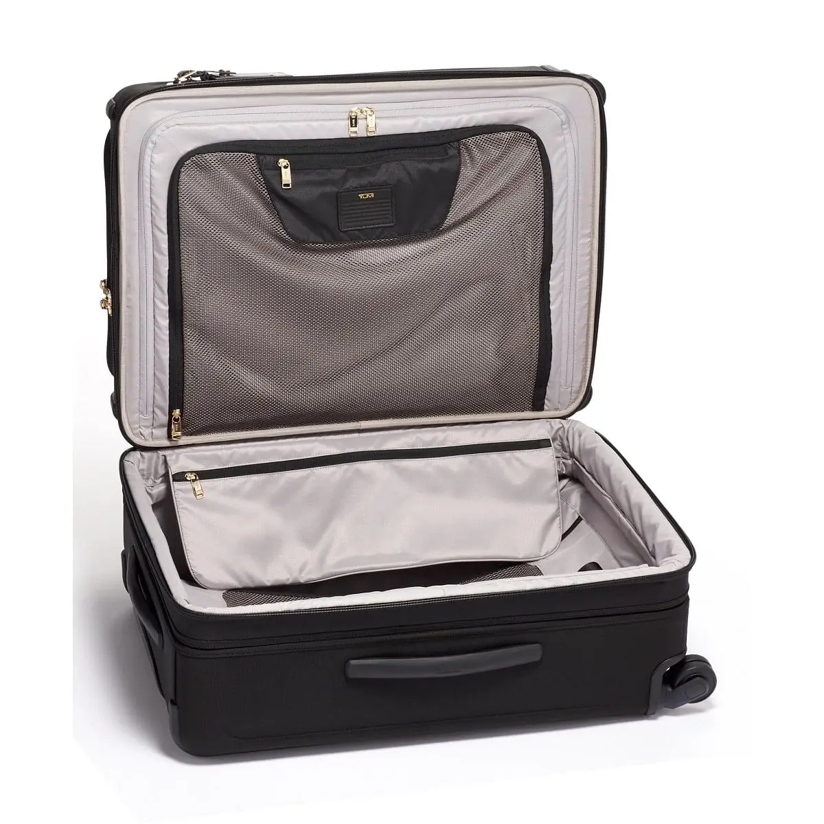 Short Trip Expandable 4 Wheeled Packing Case Checked Luggage Black/Gold