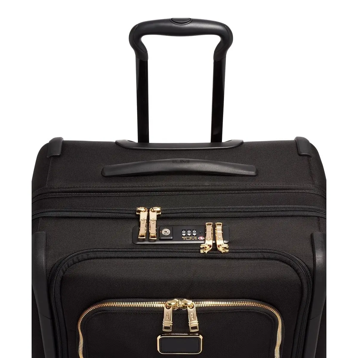 Short Trip Expandable 4 Wheeled Packing Case Checked Luggage Black/Gold