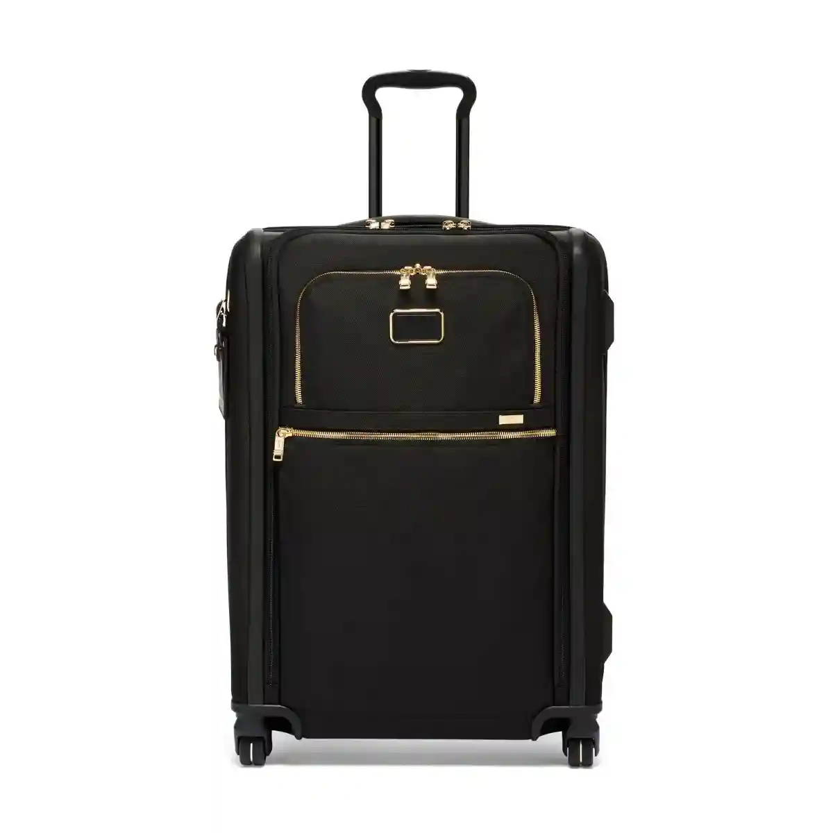 Short Trip Expandable 4 Wheeled Packing Case Checked Luggage Black/Gold