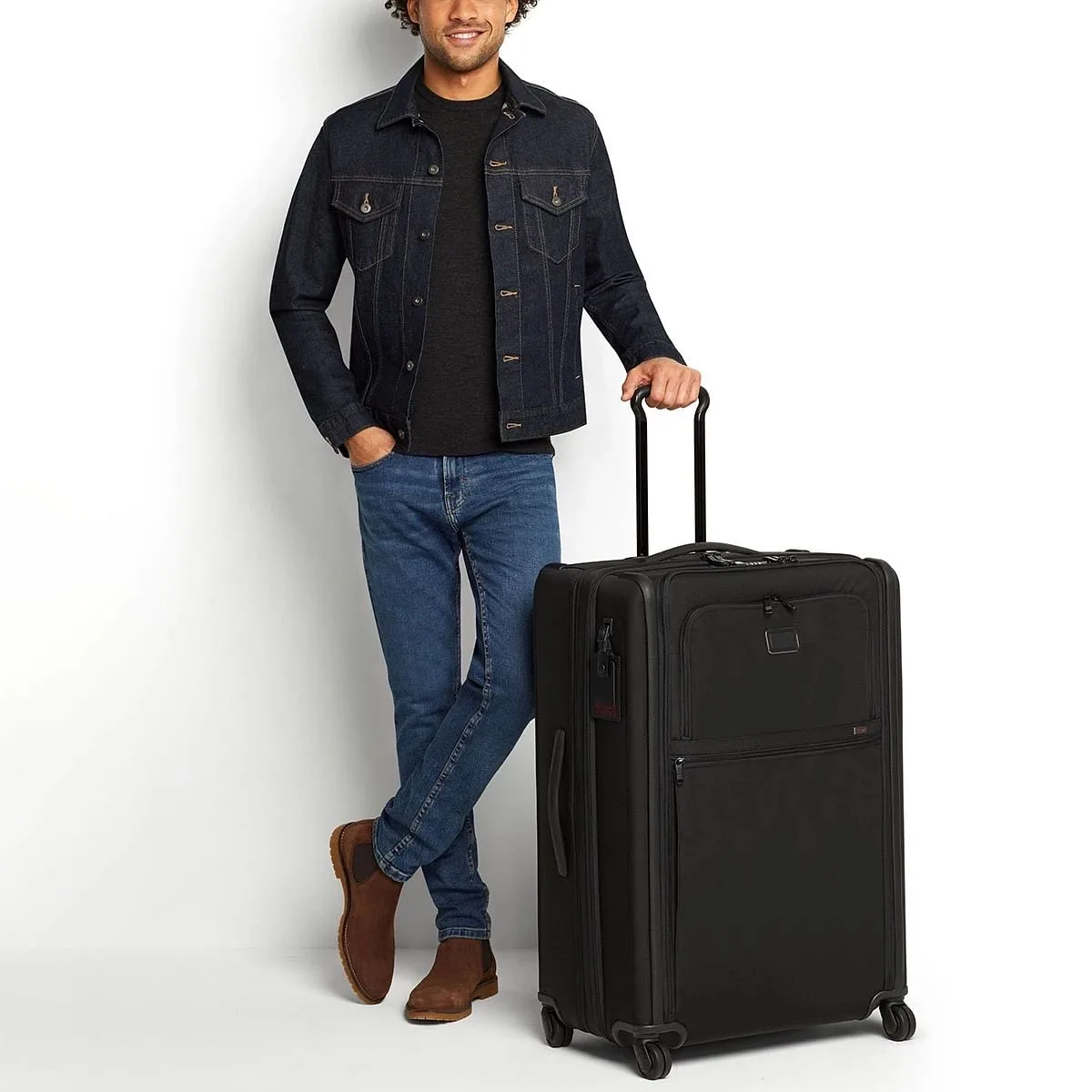 Extended Trip Expandable 4 Wheeled Packing Case Checked Luggage Black