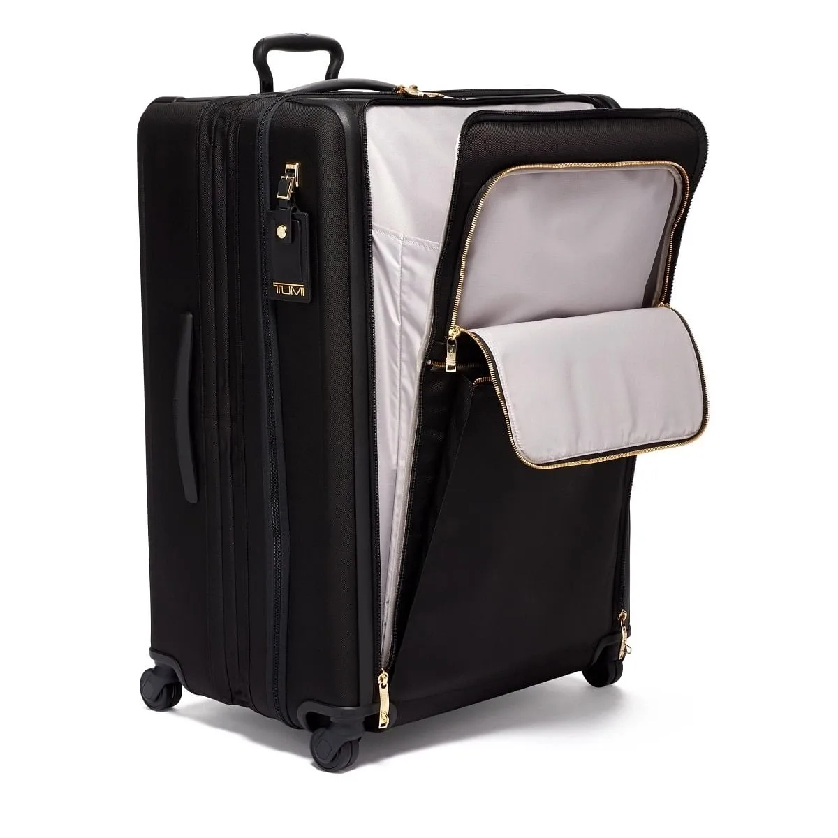 Extended Trip Expandable 4 Wheeled Packing Case Checked Luggage Black/Gold