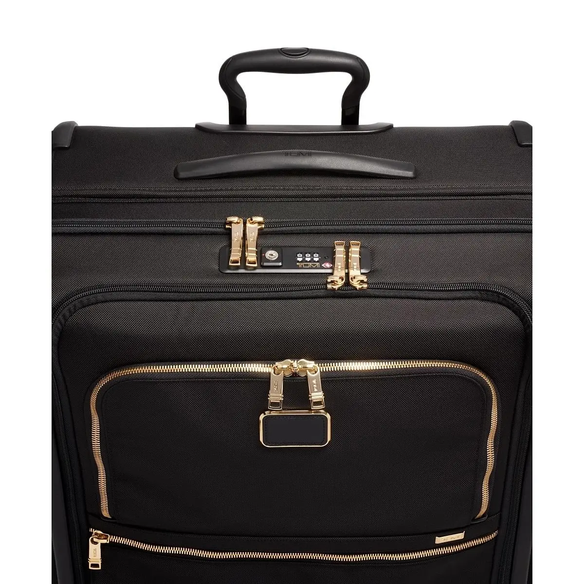 Extended Trip Expandable 4 Wheeled Packing Case Checked Luggage Black/Gold