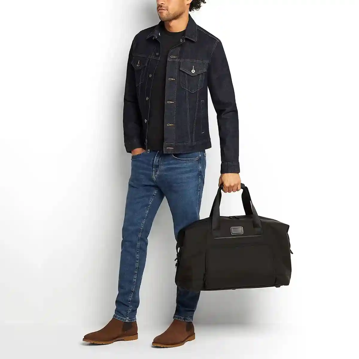 Double Expansion Travel Satchel Duffel Black Chrome