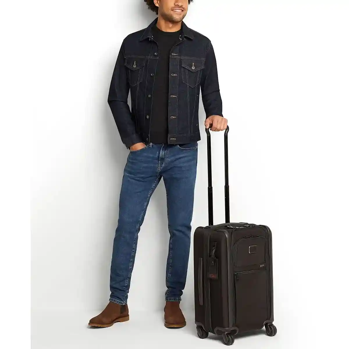 International Dual Access 4 Wheeled Carry-On Blk Chrome