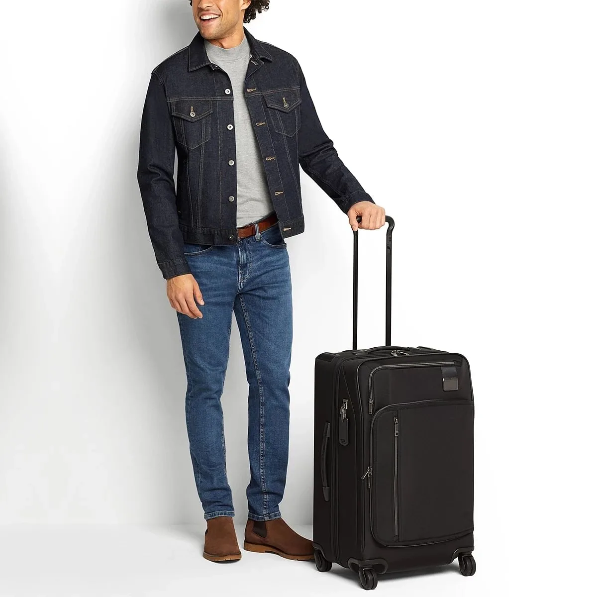 Short Trip Expandable Packing Case Checked Luggage Black Contrast
