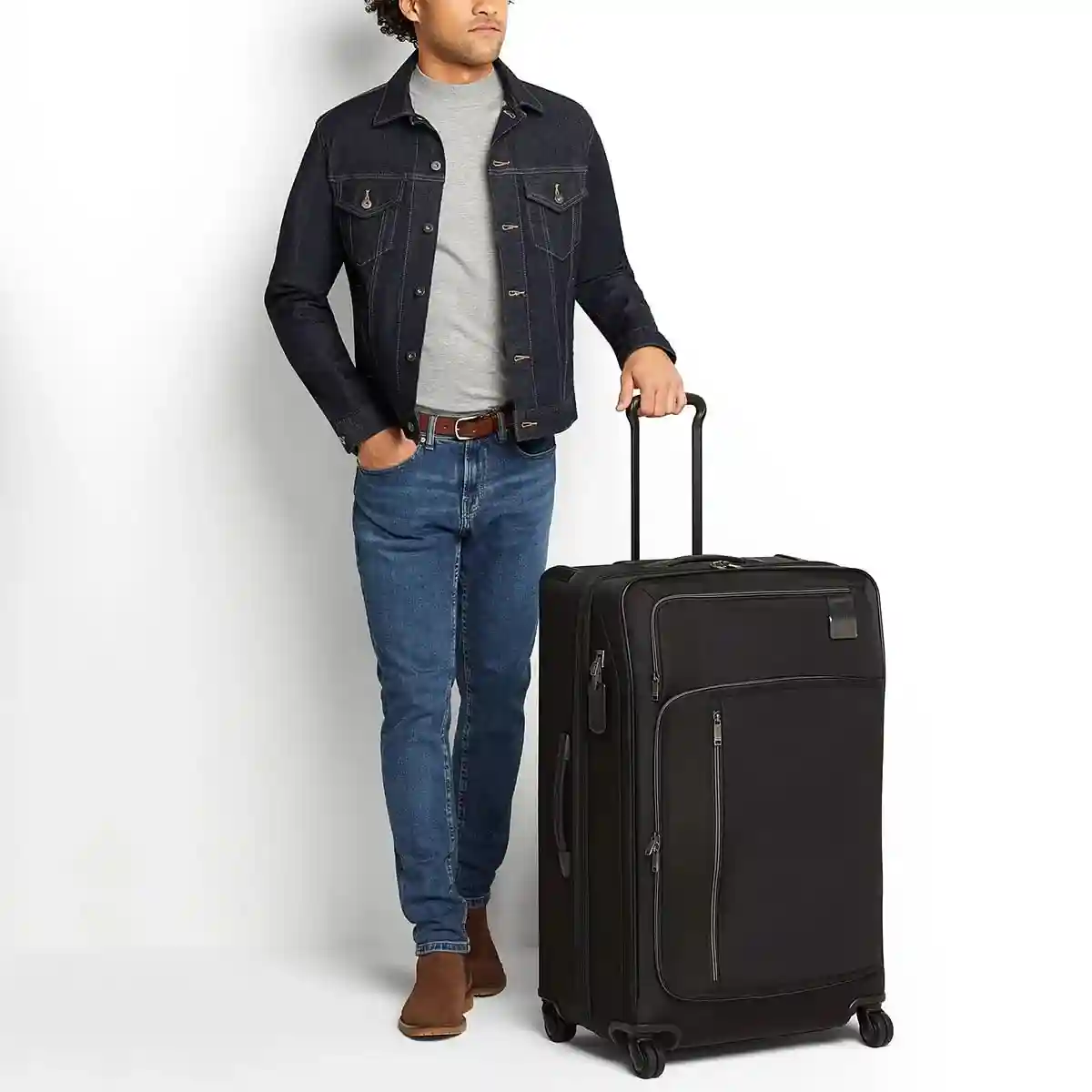 Extended Trip Expandable Packing Case Checked Luggage Black Contrast