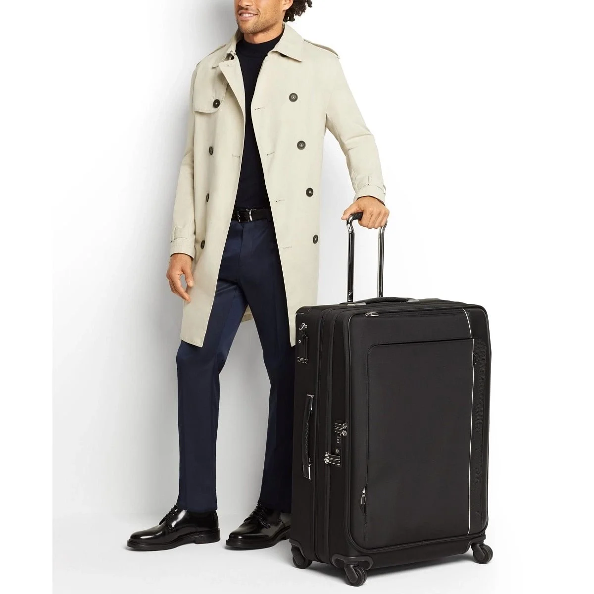 Extended Trip Dual Access 4 Wheeled Packing Case Checked Luggage Black