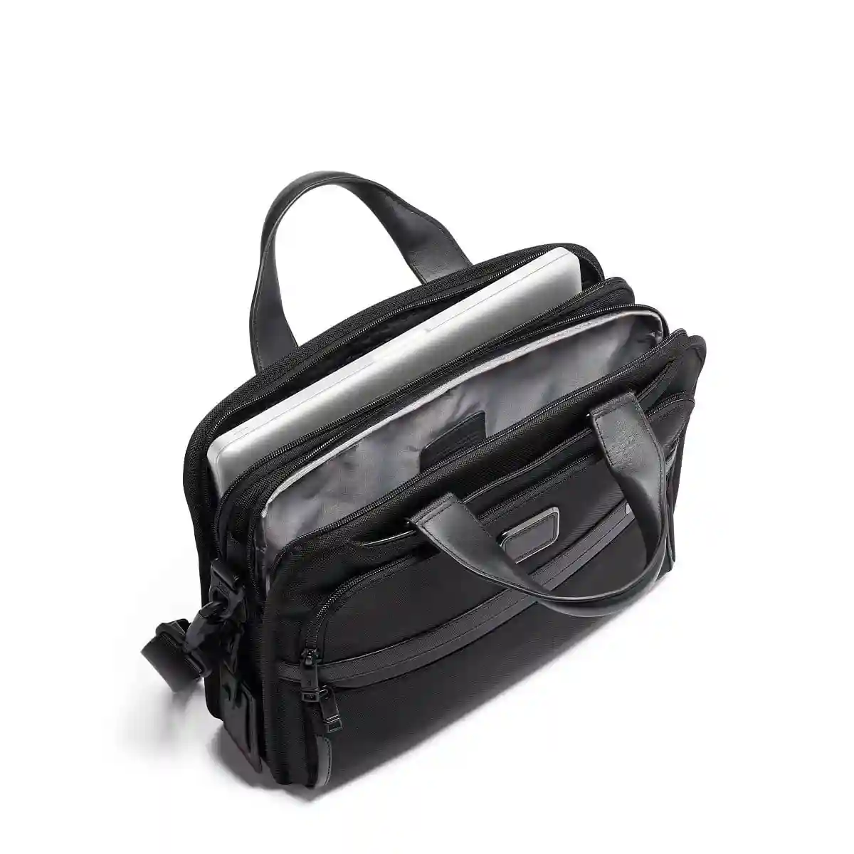 Triple Compartment Briefcase Black