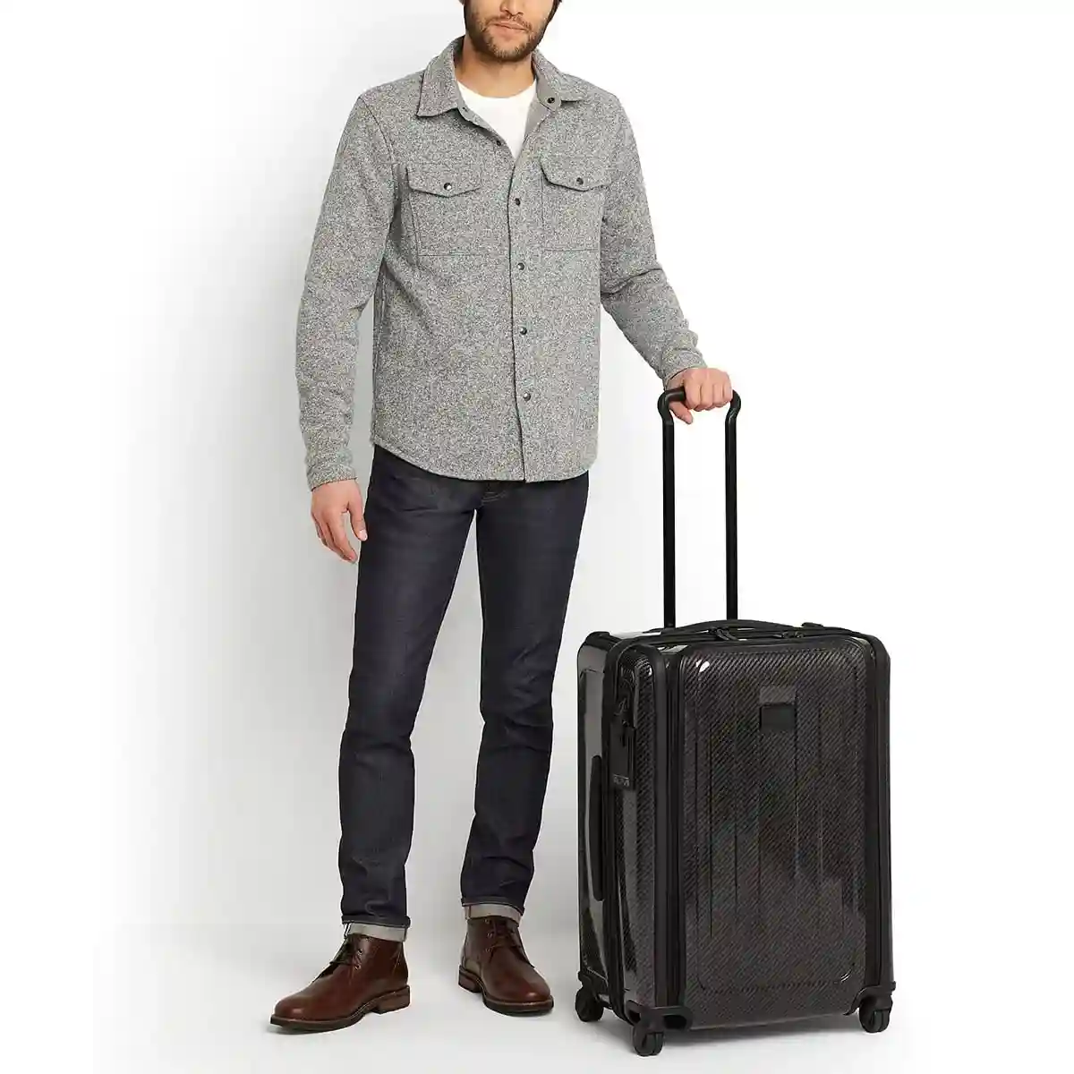Short Trip Expandable 4 Wheeled Packing Case Checked Luggage Black/Graphite
