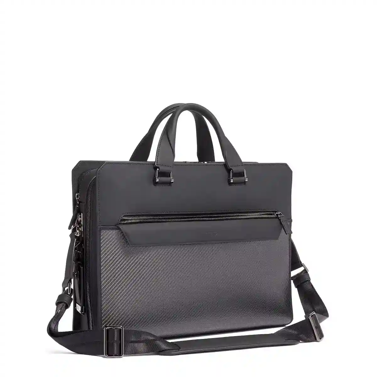 Barnet Double Zip Briefcase Carbon