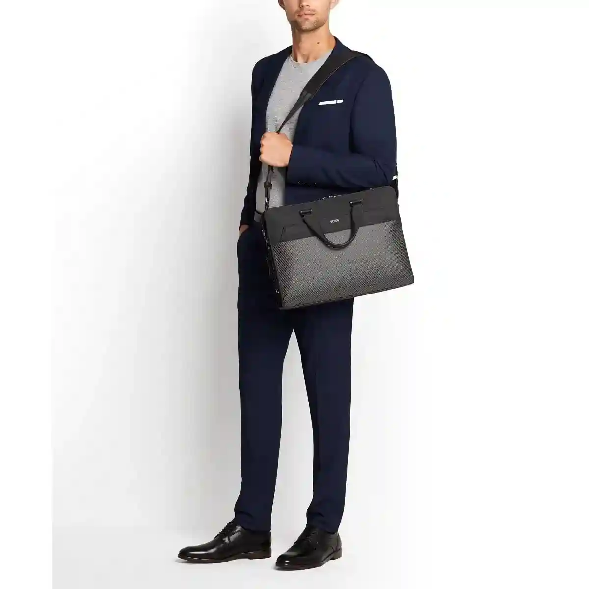 Barnet Double Zip Briefcase Carbon