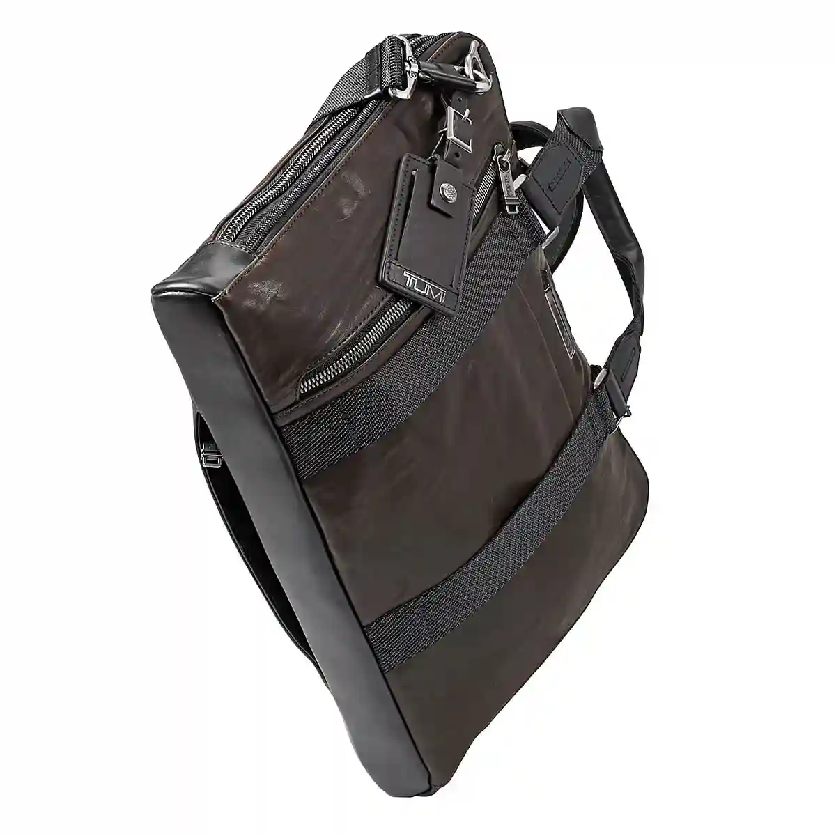 Aviano Slim Leather Briefcase Dark Brown