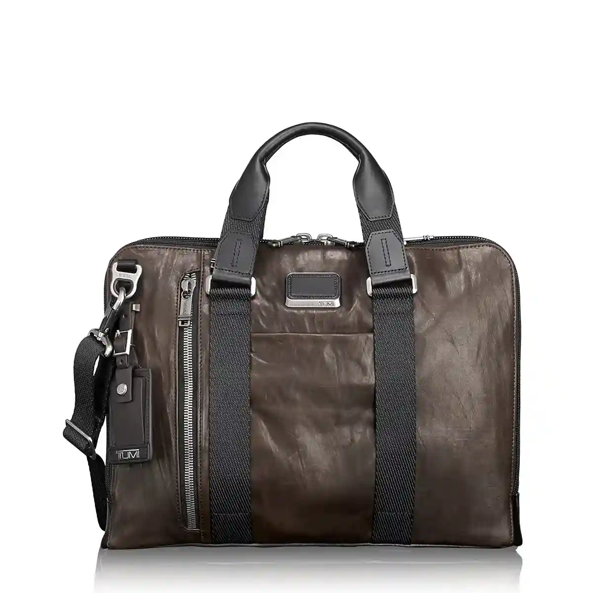 Aviano Slim Leather Briefcase Dark Brown