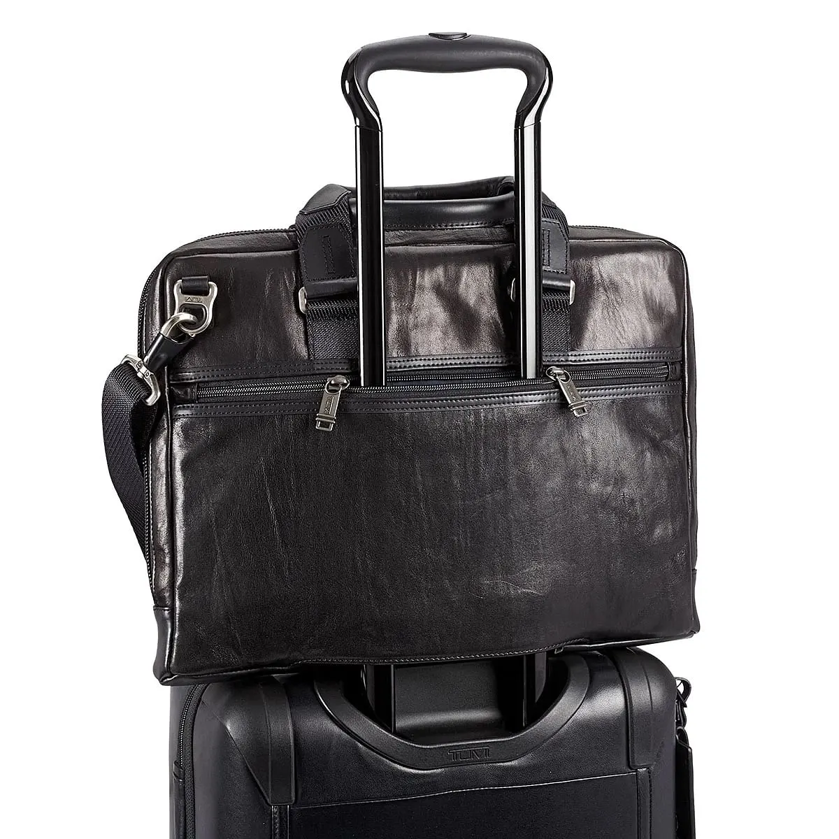 Alpha Bravo Aviano Slim Leather Briefcase