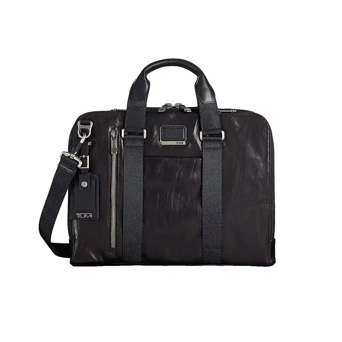 Alpha Bravo Aviano Slim Leather Briefcase