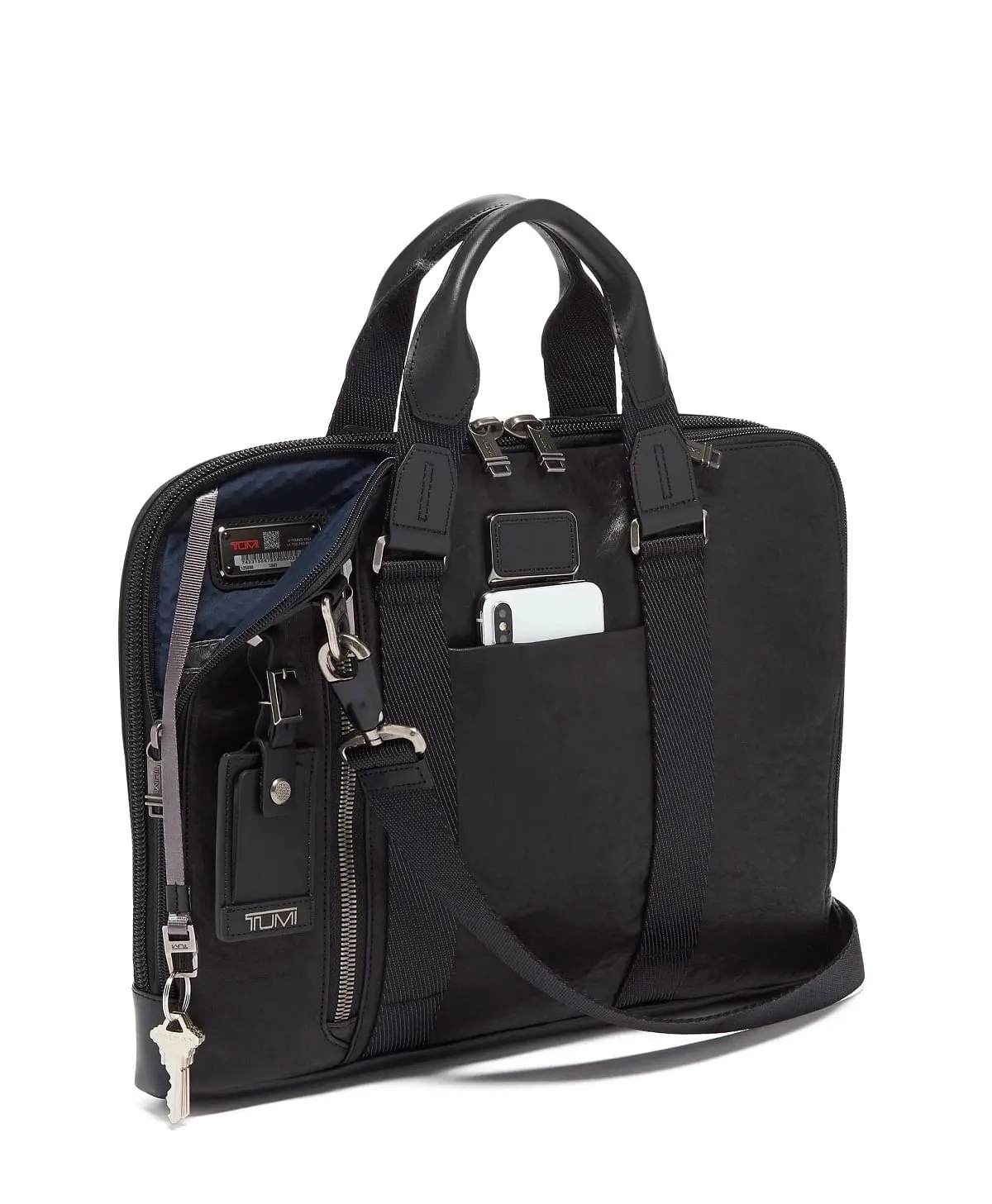 Aviano Slim Leather Briefcase Black