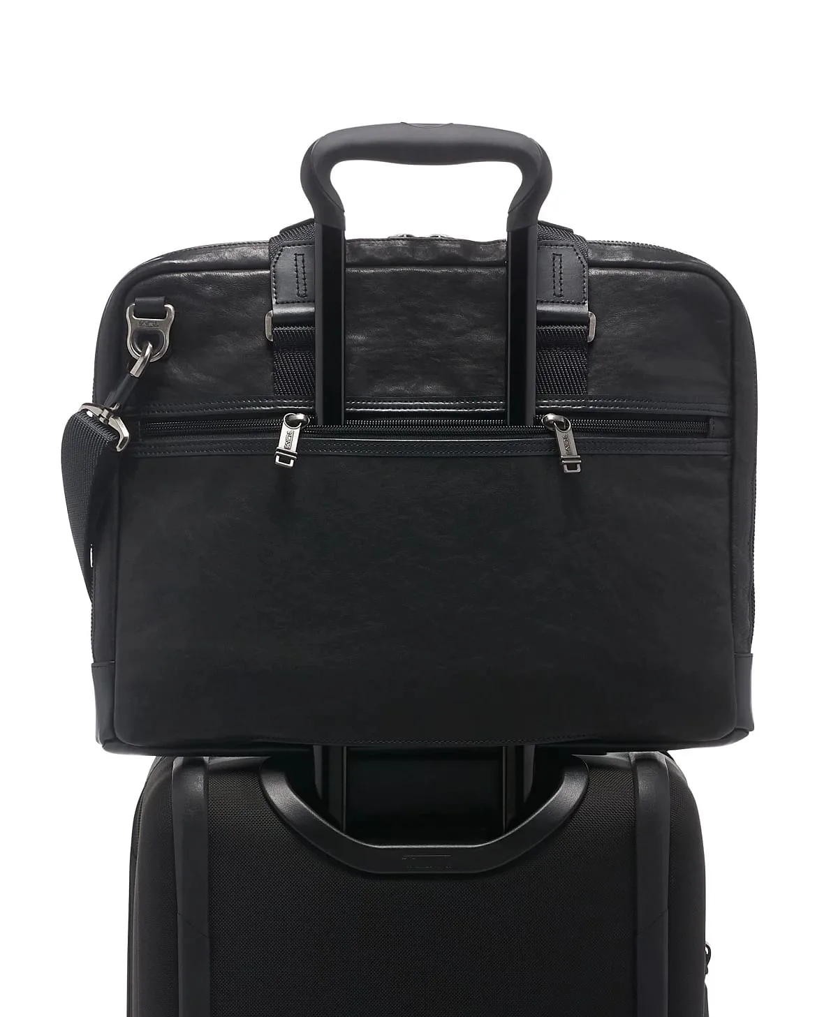 Aviano Slim Leather Briefcase Black