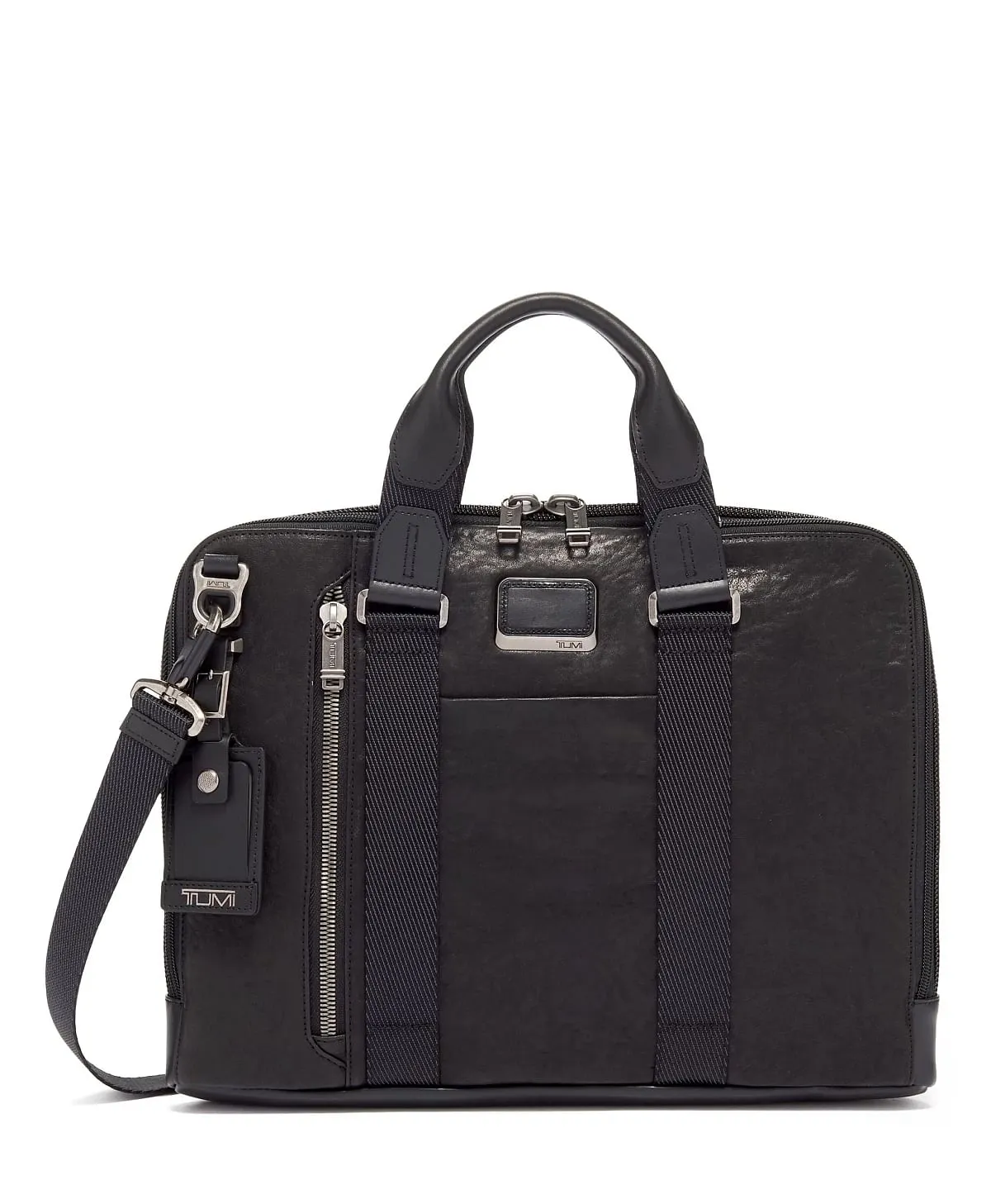 Aviano Slim Leather Briefcase Black