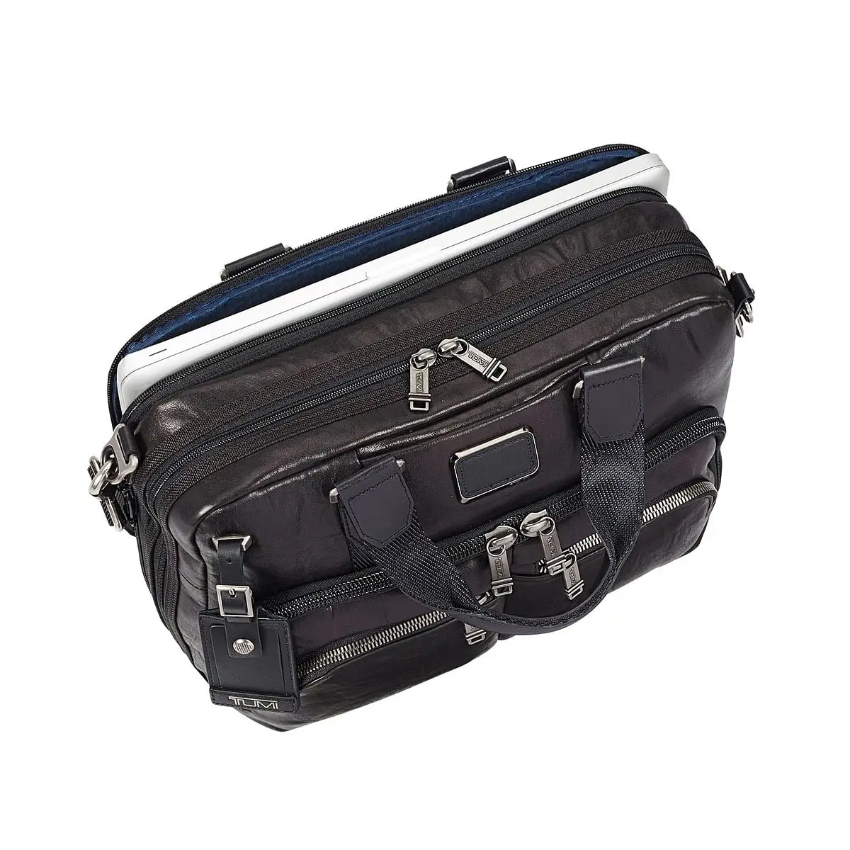 Alpha Bravo Albany Slim Commuter Leather Briefcase
