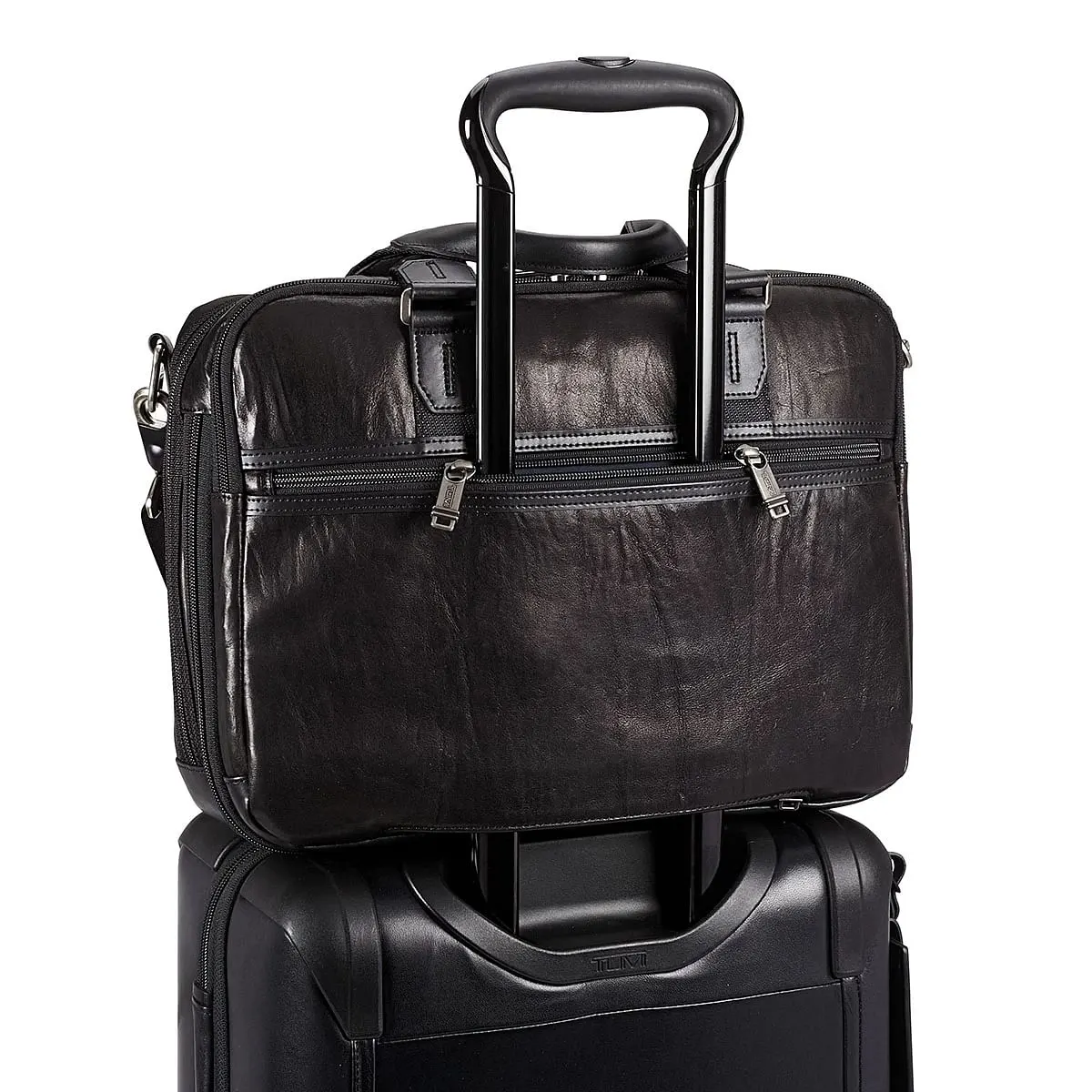 Alpha Bravo Albany Slim Commuter Leather Briefcase