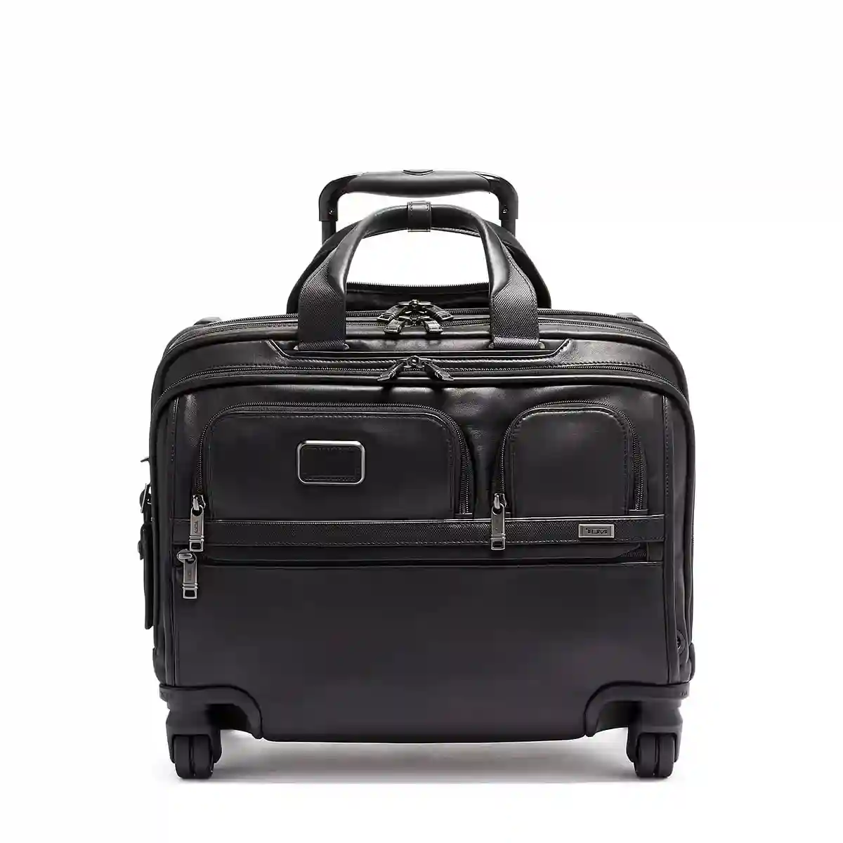 Deluxe 4 Wheeled Laptop Case Brief Leather