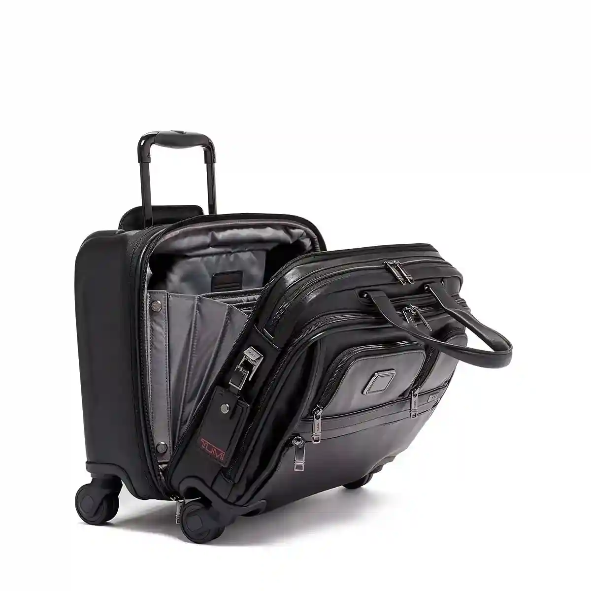 Deluxe 4 Wheeled Laptop Case Brief Leather