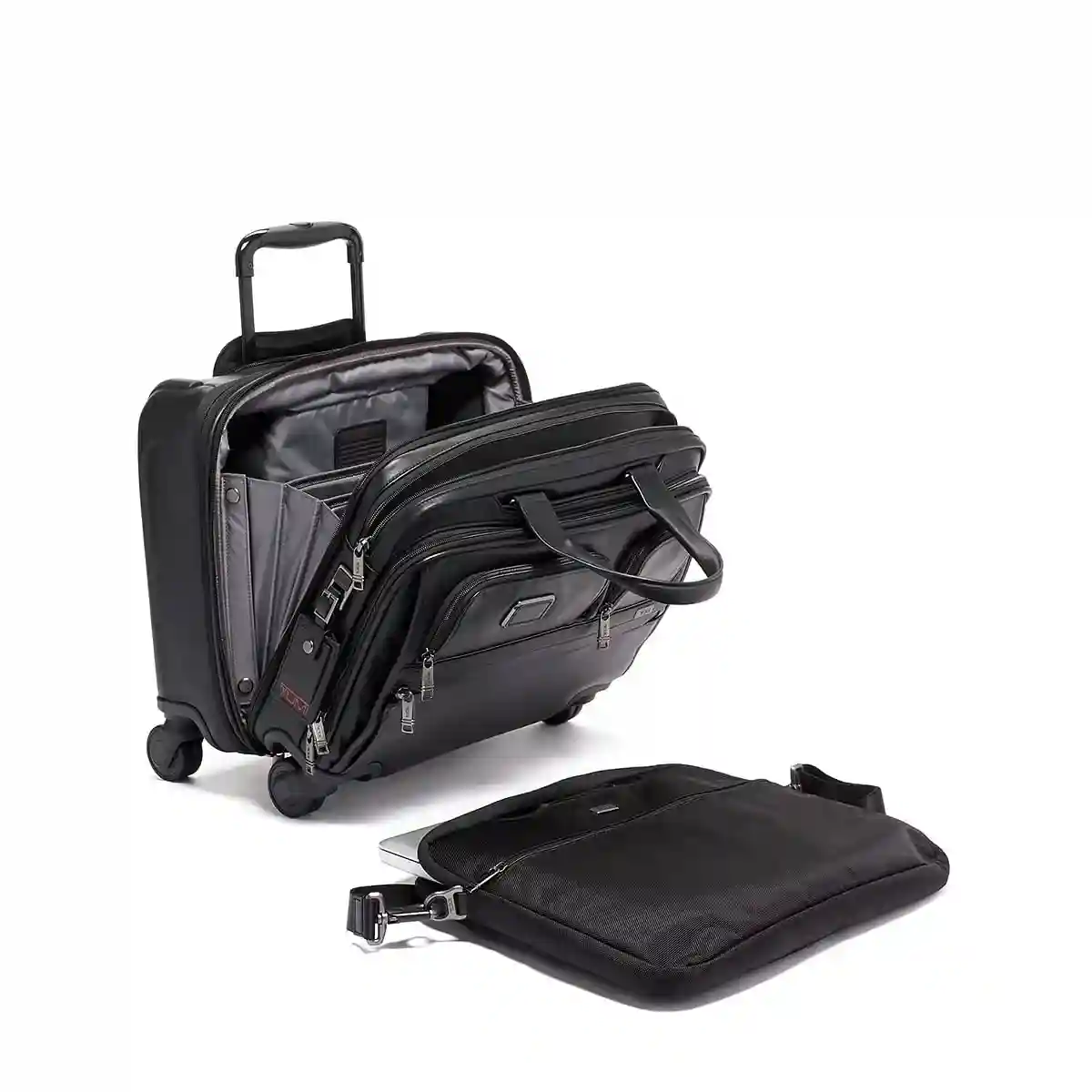 Deluxe 4 Wheeled Laptop Case Brief Leather