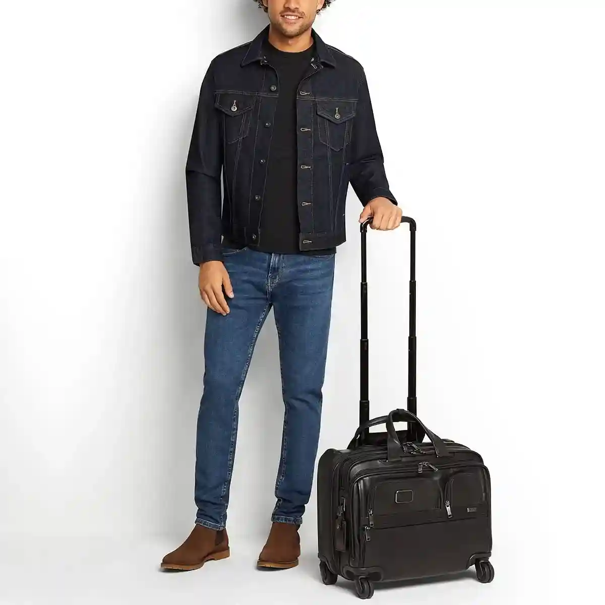 Deluxe 4 Wheeled Laptop Case Brief Leather