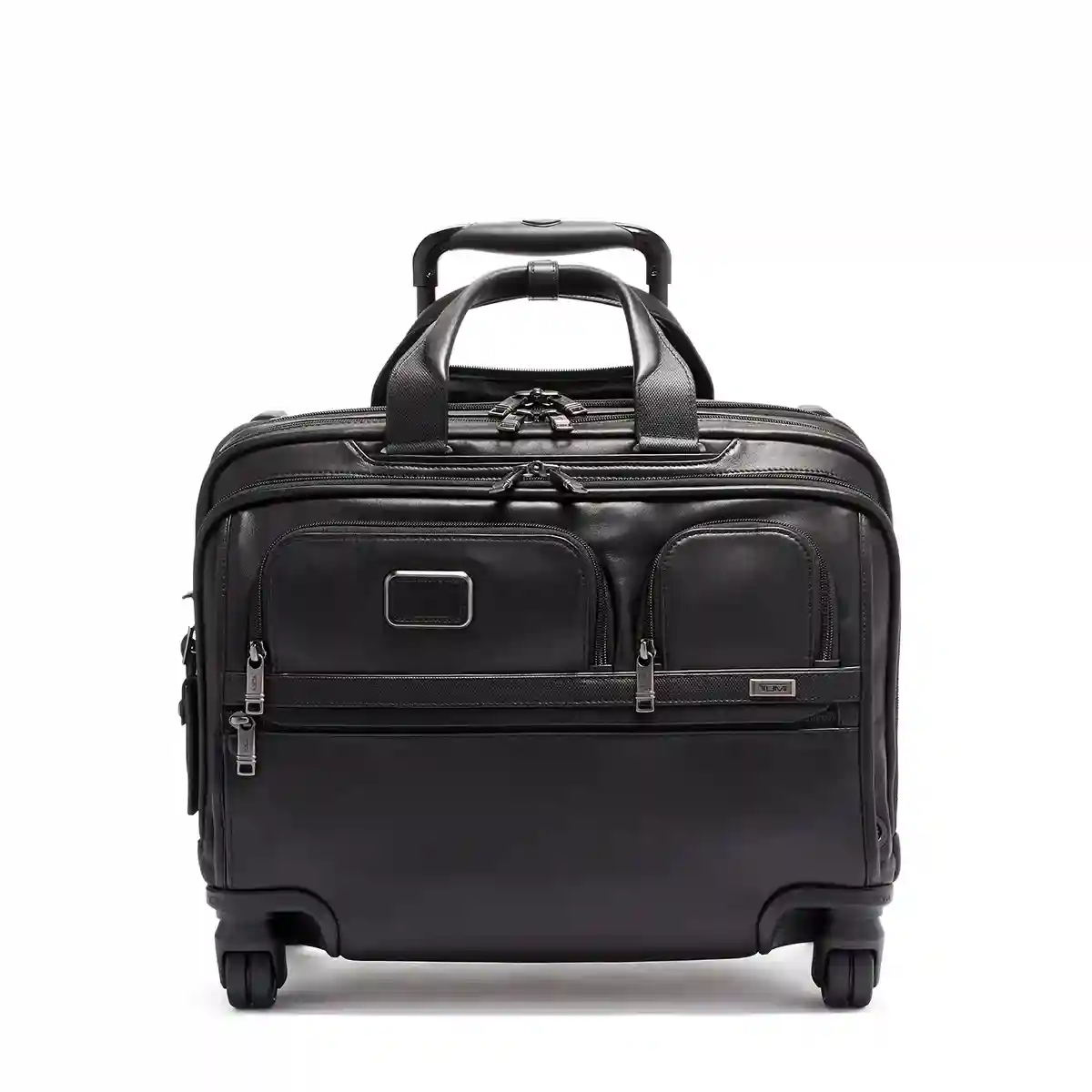 Deluxe 4 Wheeled Laptop Case Brief Leather