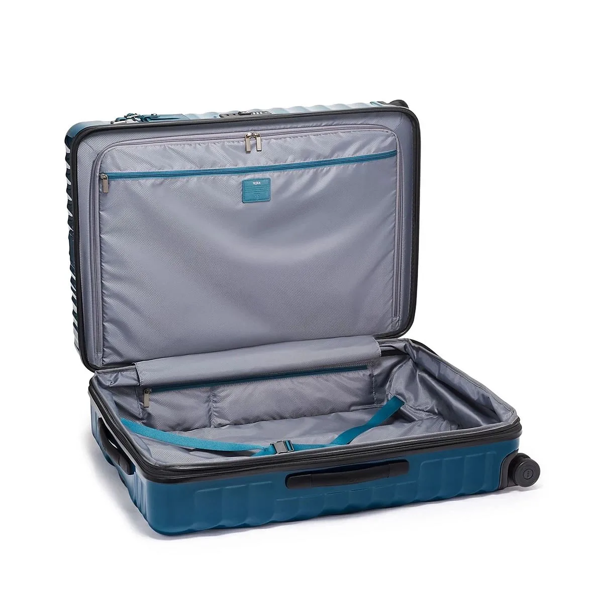 Extended Trip Expandable 4 Wheeled Packing Case Checked Luggage Dark Turquoise