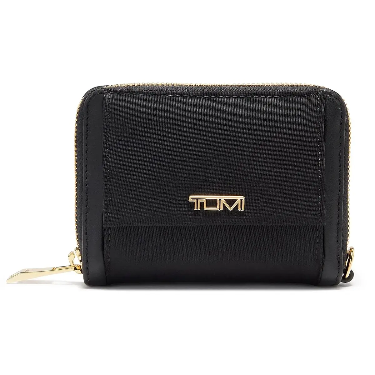 Tri-Fold Zip-Around Wallet Black/Gold