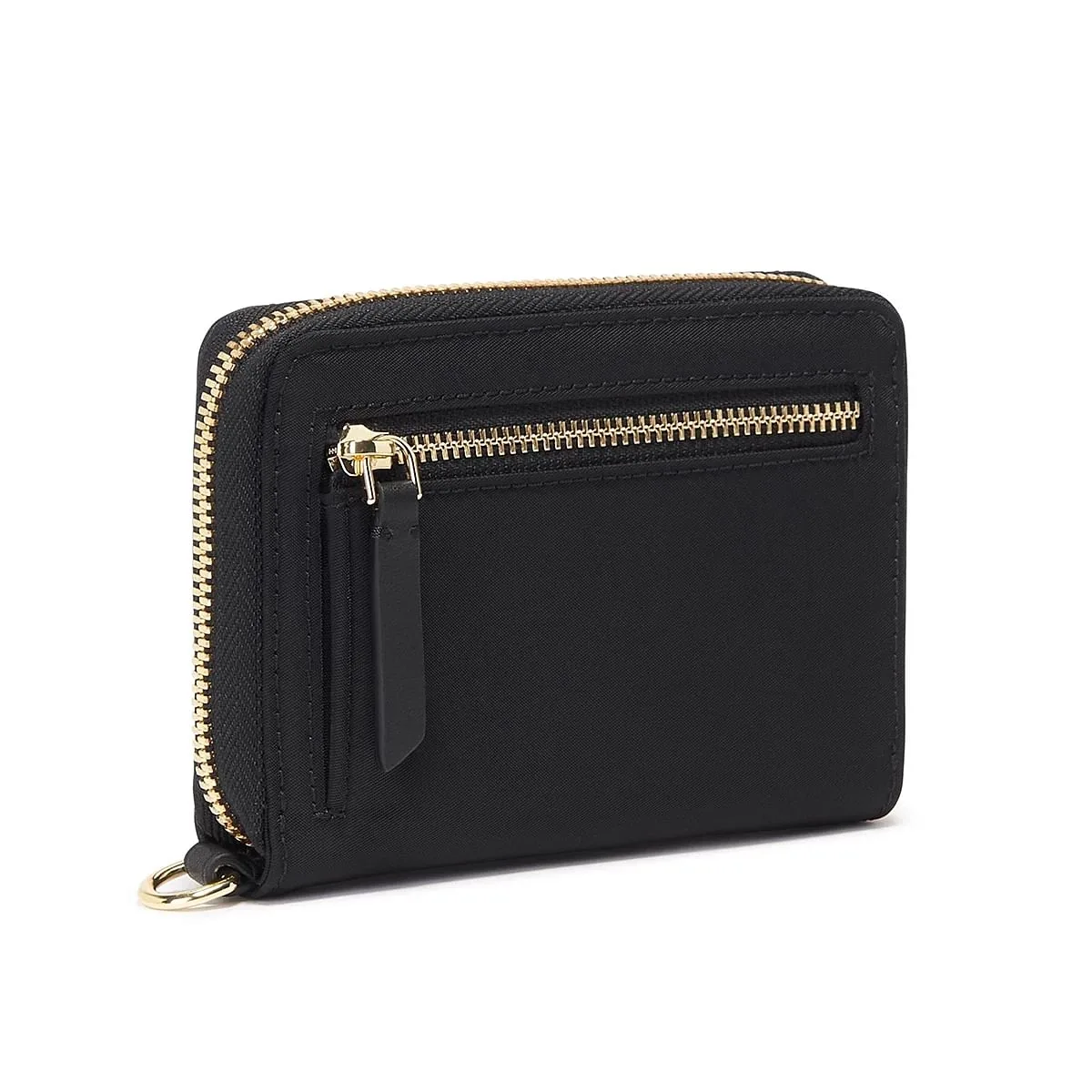 Tri-Fold Zip-Around Wallet Black/Gold
