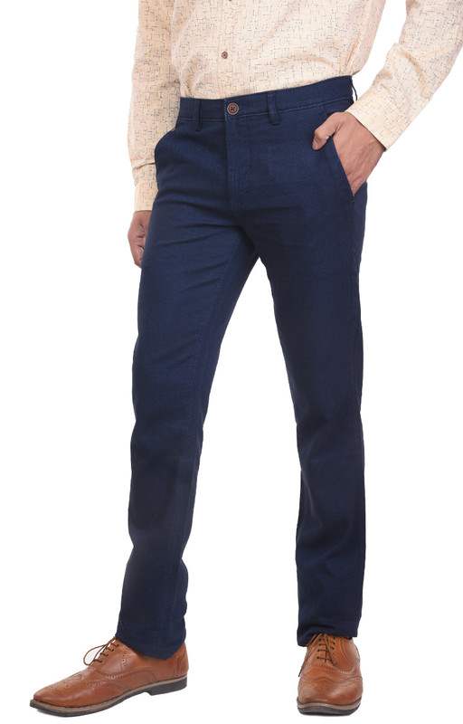 Blue Trouser DOBBY/STRUCTURE 100% COTTON INDIGO