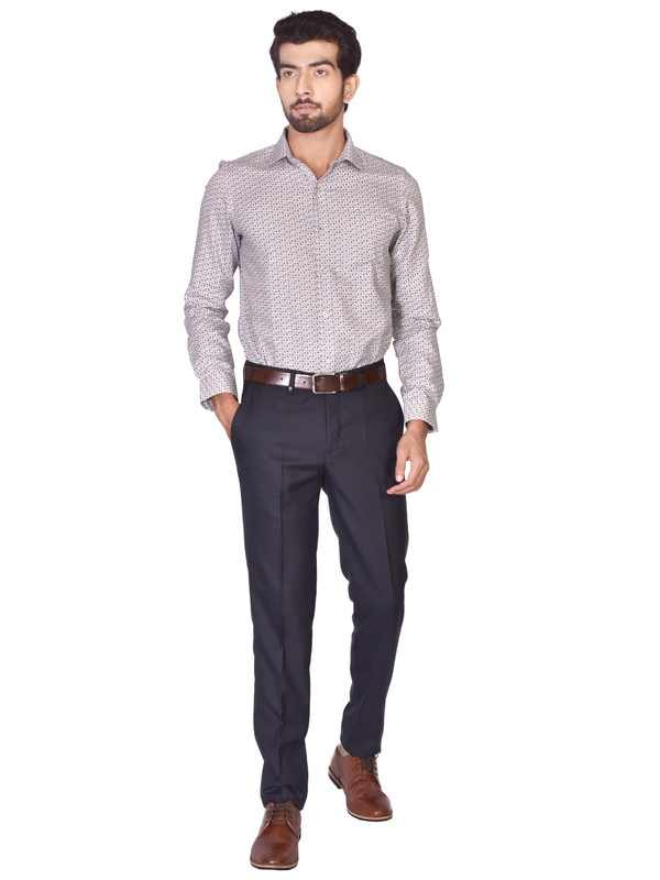 Navy Blue Tailored Dobby/Structure Trouser