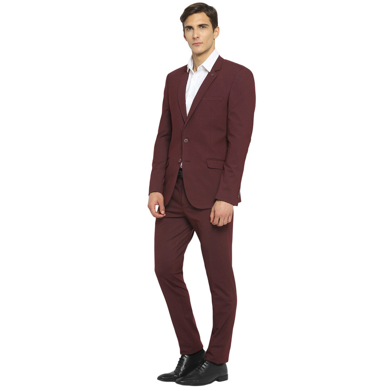 MAROON TAILORED DOBBY/STRUCTURE Suit