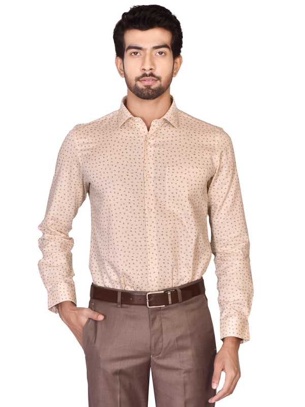 BEIGE TAILORED PRINTS SHIRT