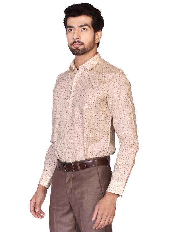 BEIGE TAILORED PRINTS SHIRT