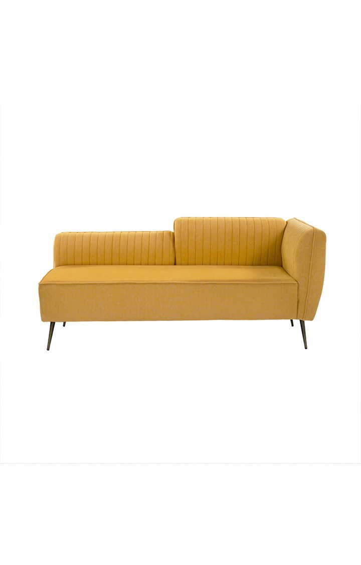 neudot Diva RHS Sofa Chaise Lounger with Black Legs for Living Room|Bedroom|2 Person Sofa|Diwan|Premium Fabric | Solid Wood Frame|2 Seater (Colour : Husky Yellow (DIY))