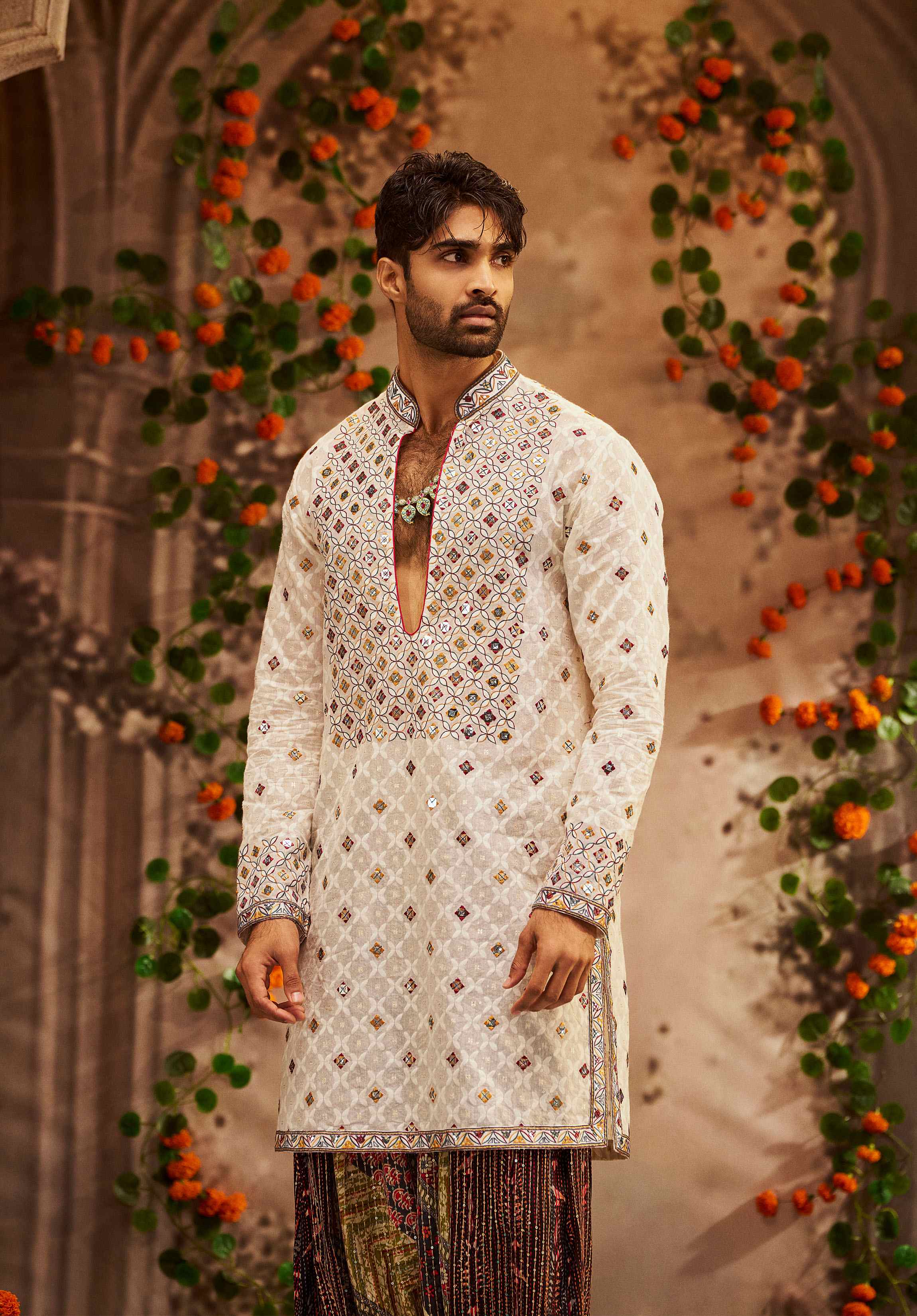 Off White Jamdhani Kurta