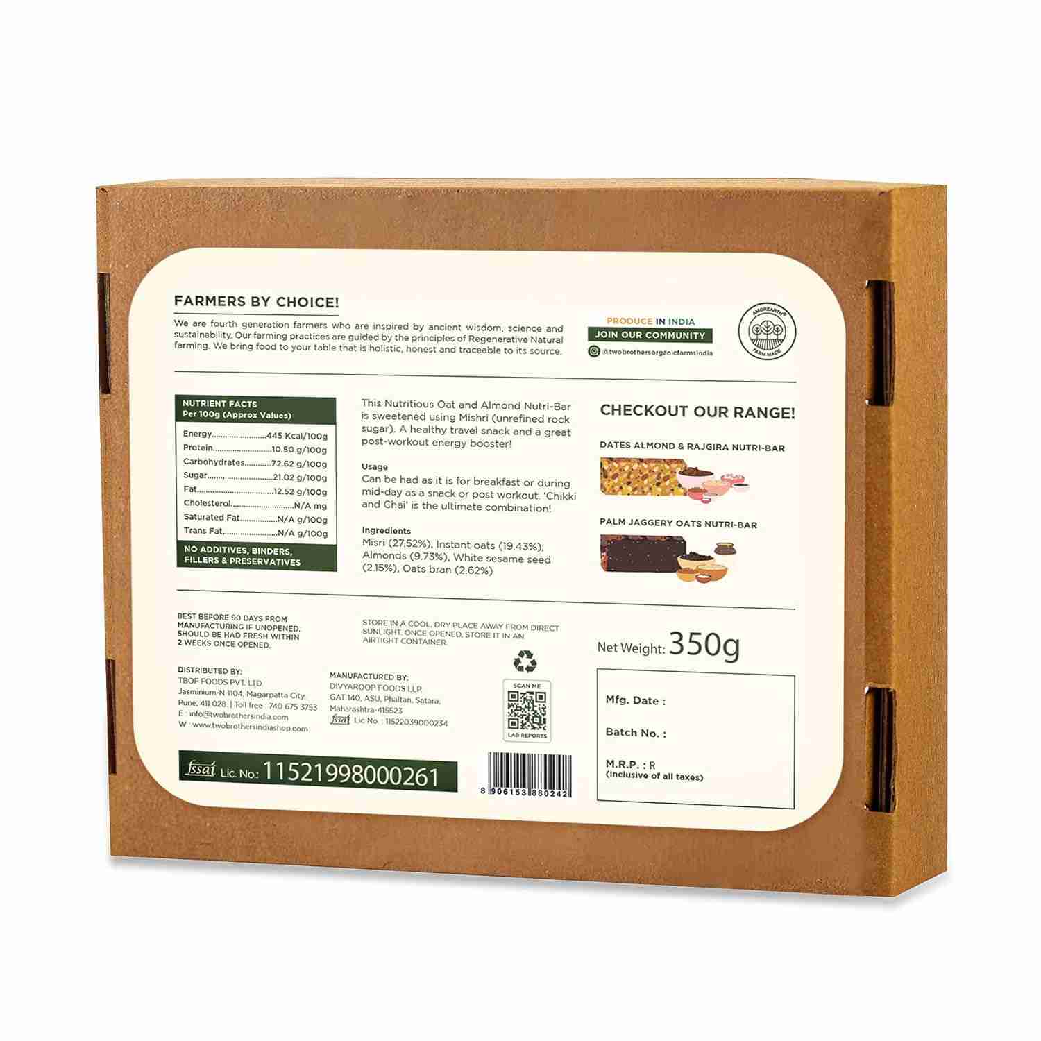 TBOF | ALMOND OAT & MISHRI NUTRI-BAR PACK - 9 BARS | 420 g
