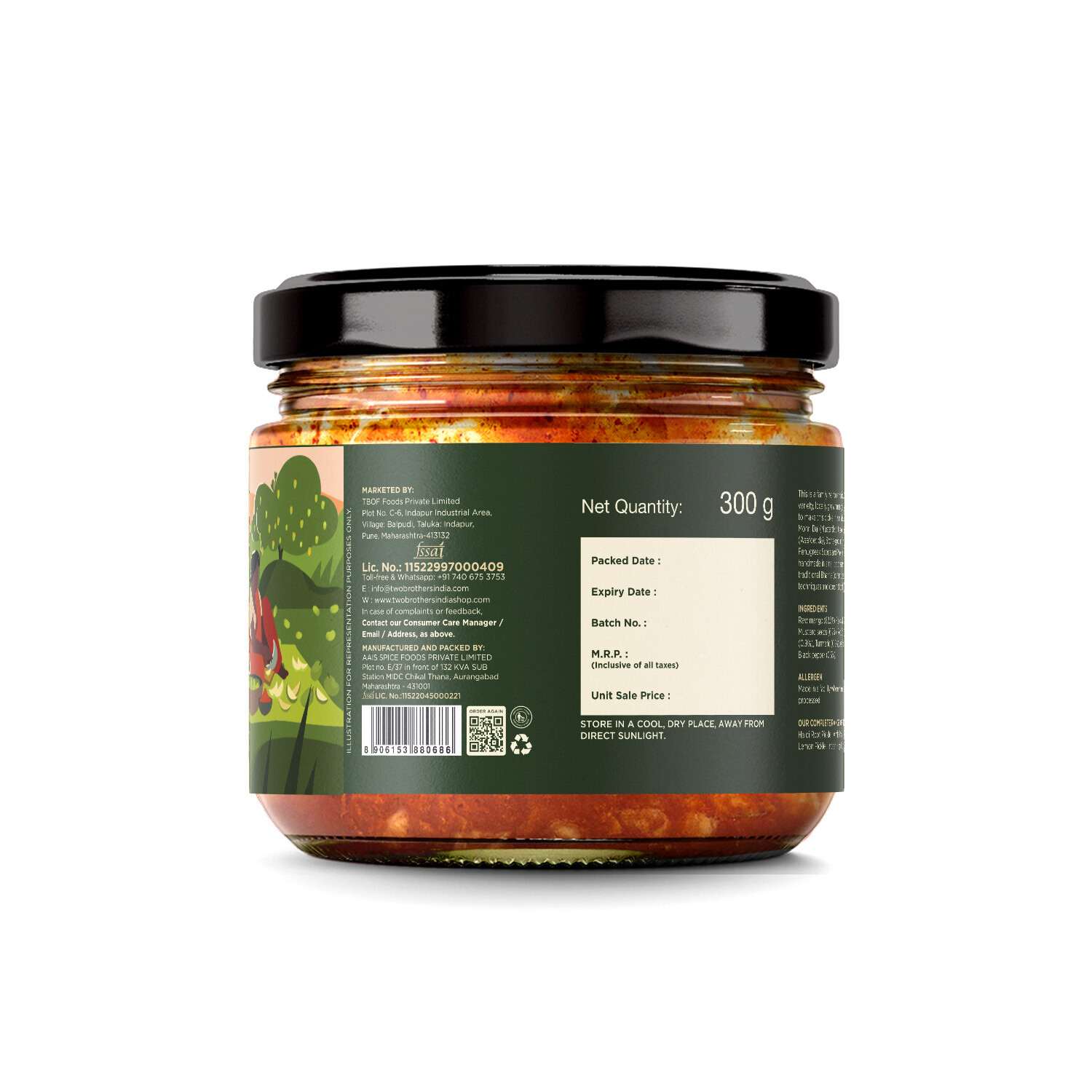 TBIF | Spicy Mango Pickle Handmade with Native Gavran Kairi | Wood-Pressed Sesame Oil | 300 g