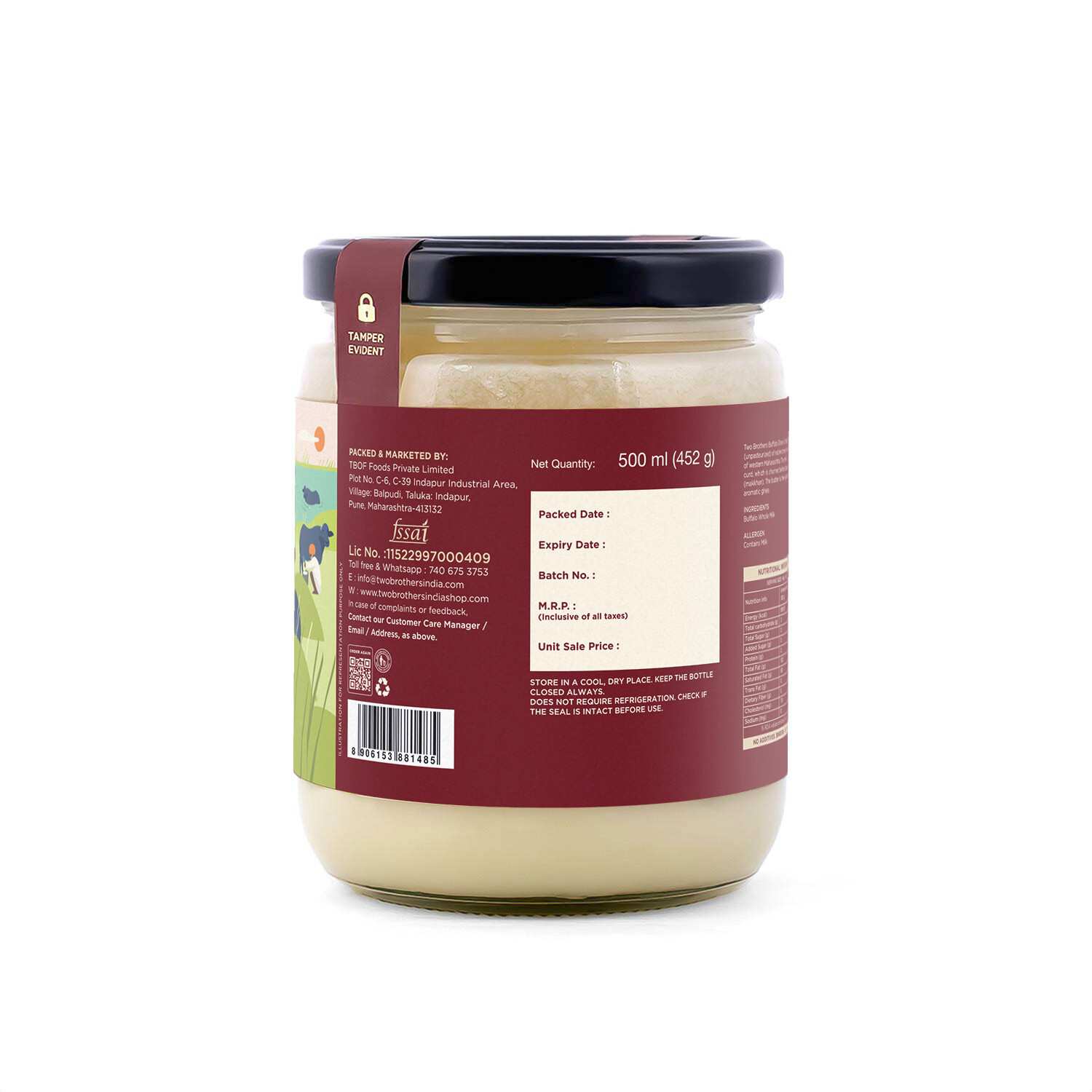 TBIF | Buffalo Ghee |Aromatic Flavor|Traditional Hand-Churned Bufflao Ghee | 500 ml