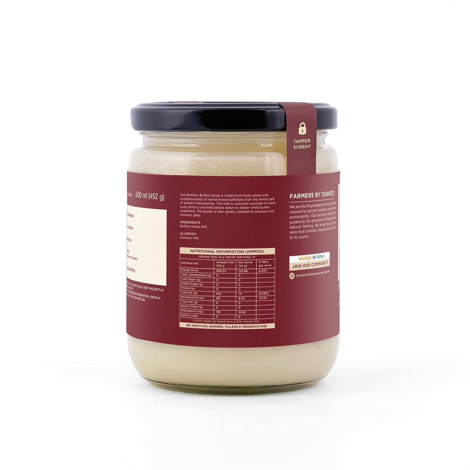 TBIF | Buffalo Ghee |Aromatic Flavor|Traditional Hand-Churned Bufflao Ghee | 500 ml