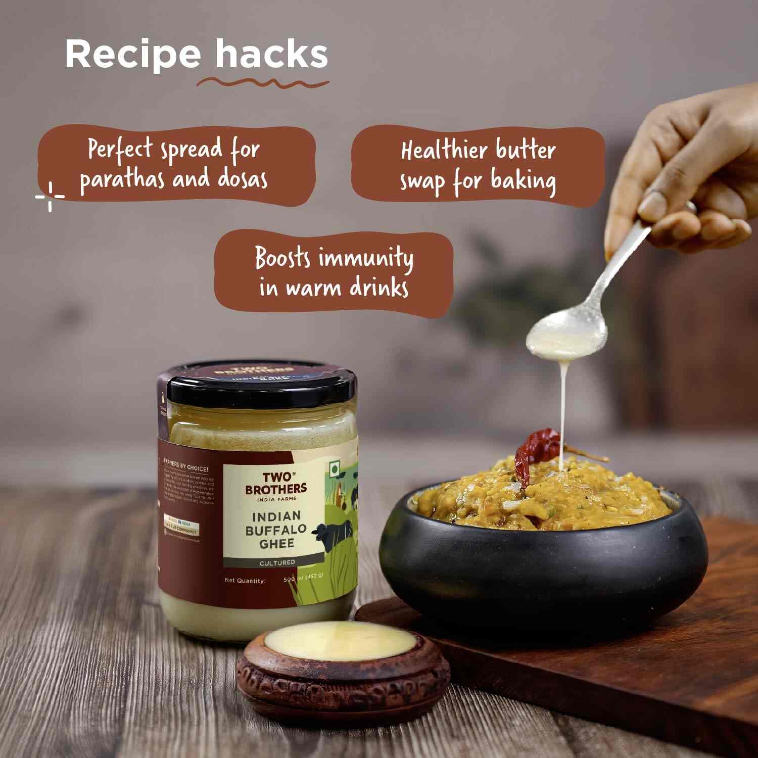 TBIF | Buffalo Ghee |Aromatic Flavor|Traditional Hand-Churned Bufflao Ghee | 500 ml